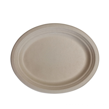 Assiette biodégradable ovale 12,5 pouces Fibre de canne à sucre Bagasse